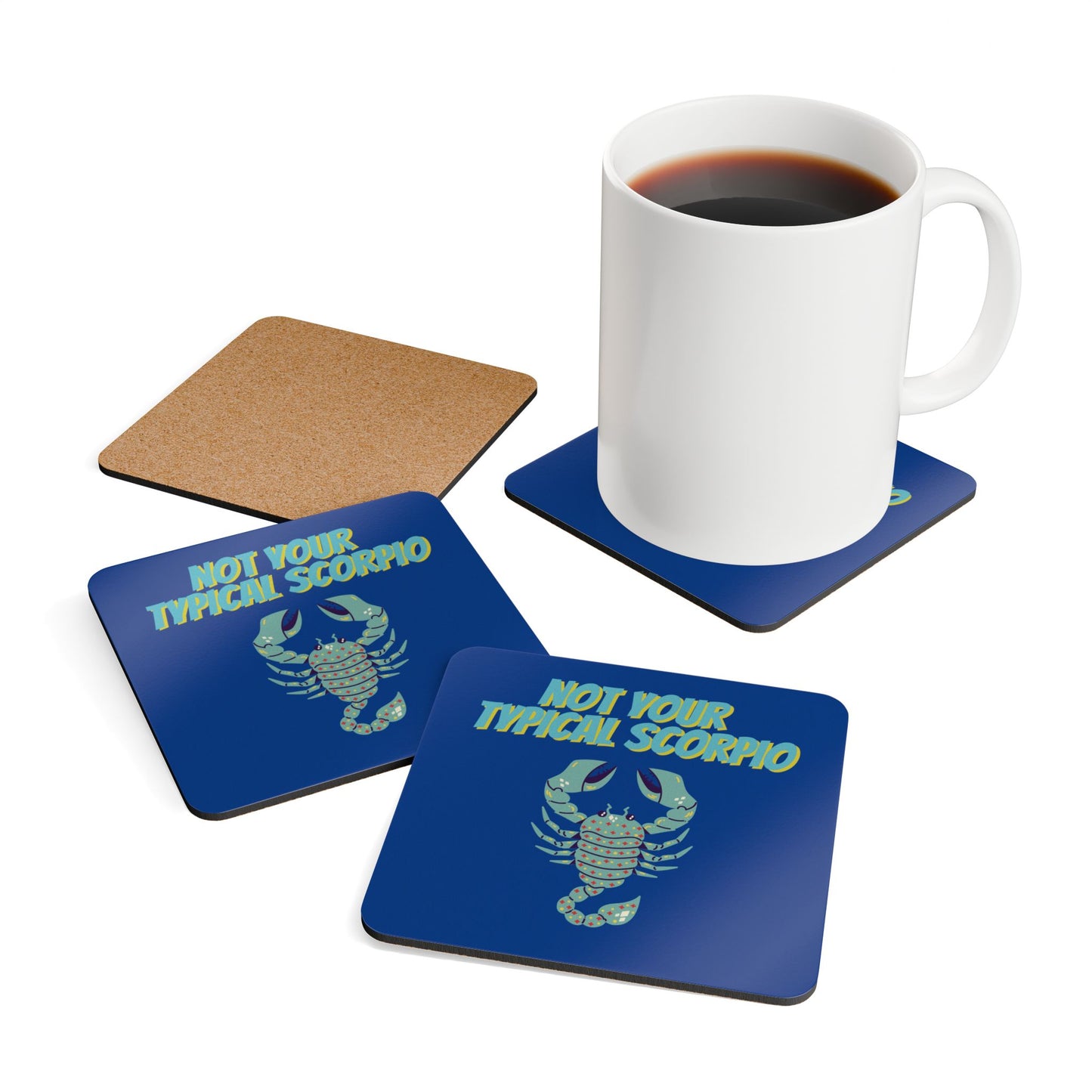 Not Your Typical Scorpio Corkwood Coaster Set