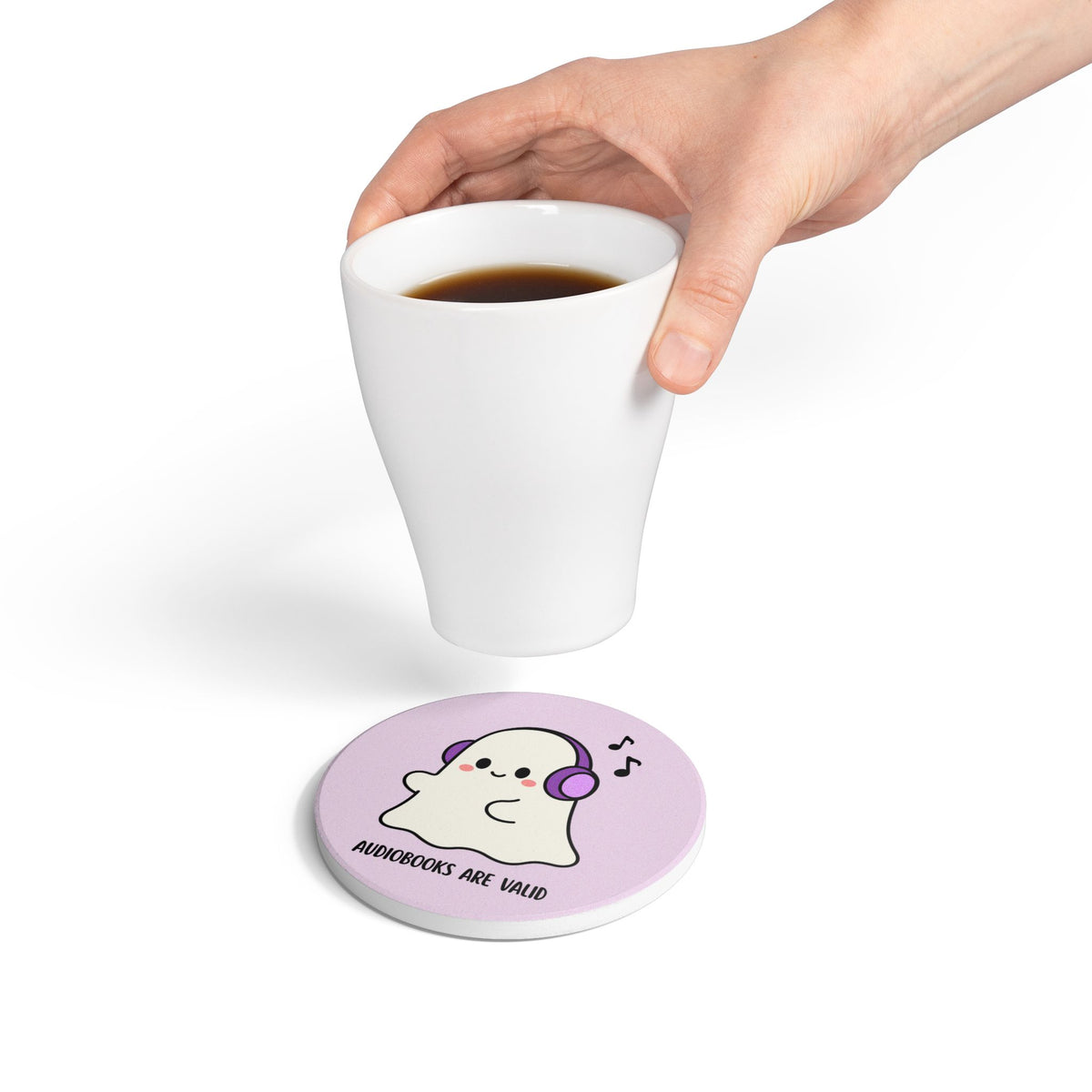 Audiobooks Are Valid (Ghost) Ceramic Coaster