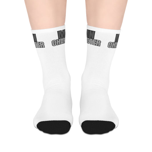 Main Character Mid-length Socks (White)