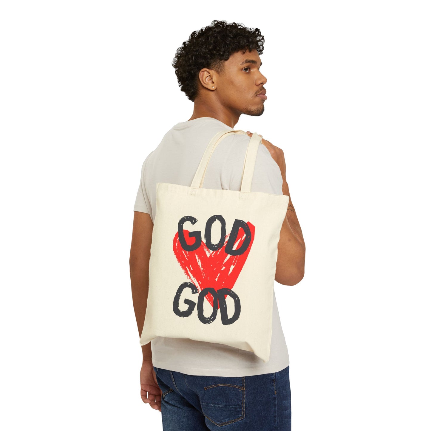 God Heart Cotton Canvas Tote Bag