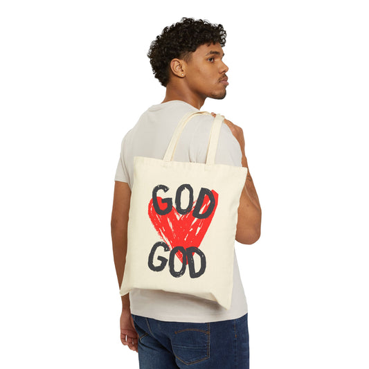 God Heart Cotton Canvas Tote Bag