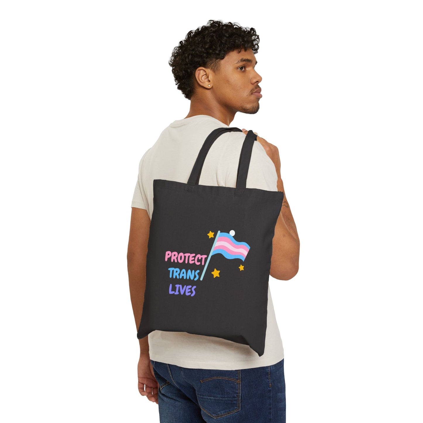 Protect Trans Lives Cotton Canvas Tote Bag
