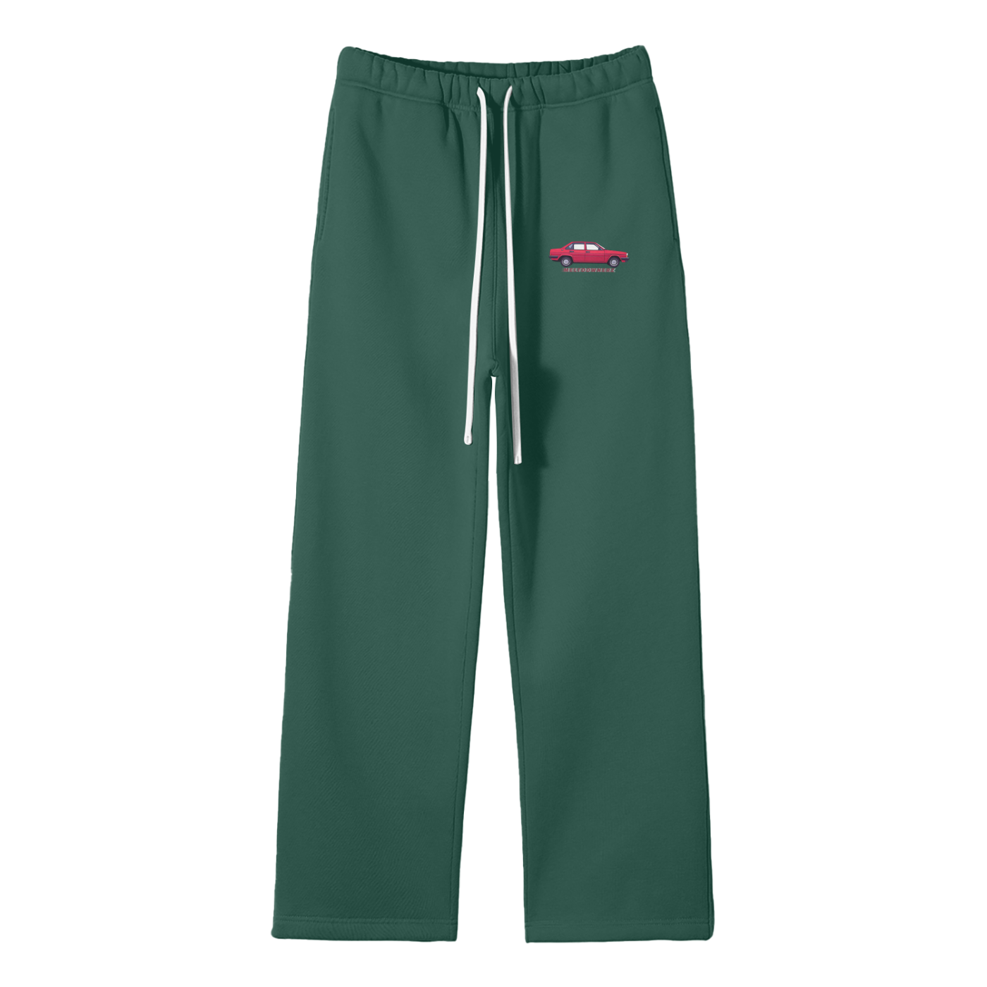 Red Car Streetwear Fleece Straight Leg Pants