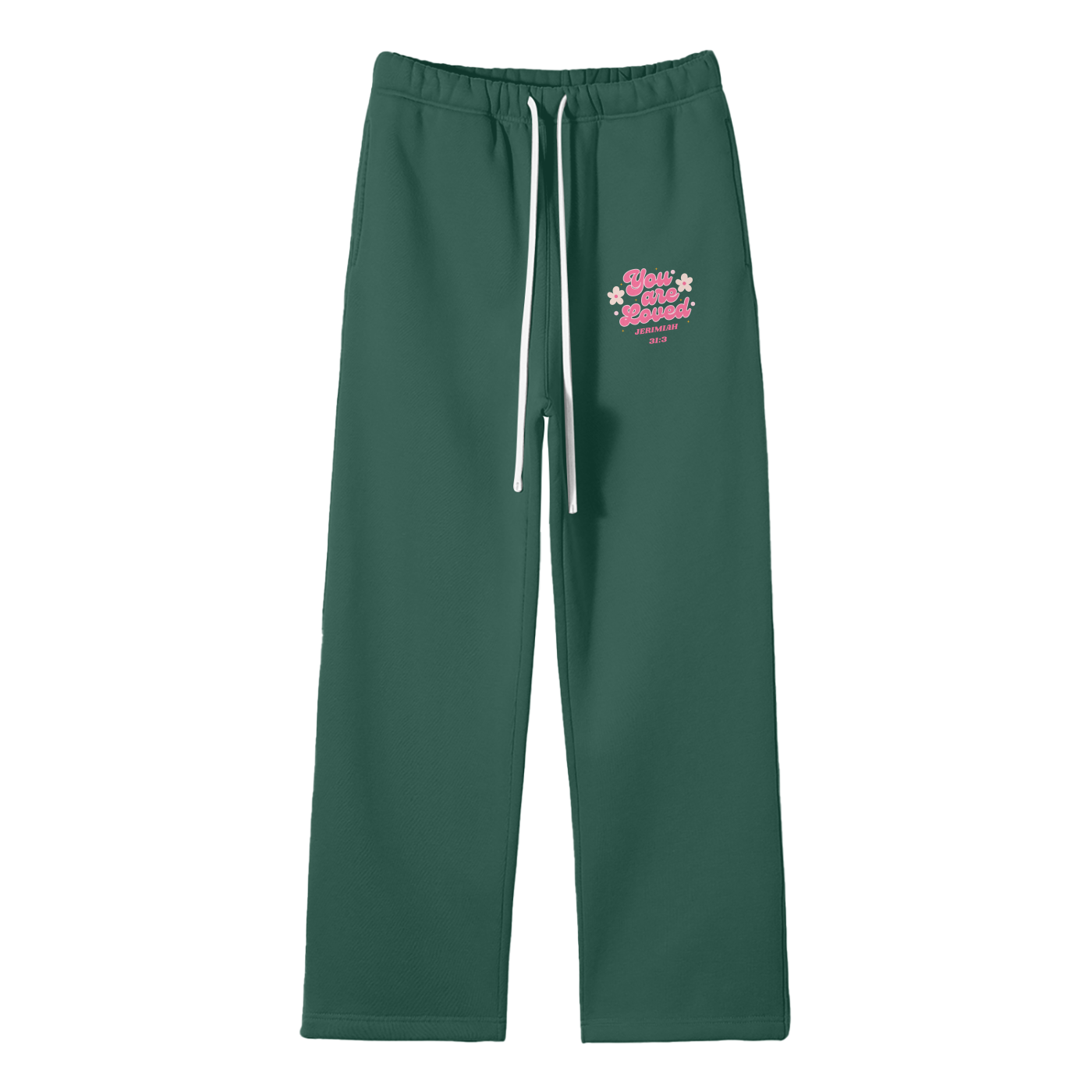 You Are Loved Streetwear Unisex Solid Color Fleece Straight Leg Pants