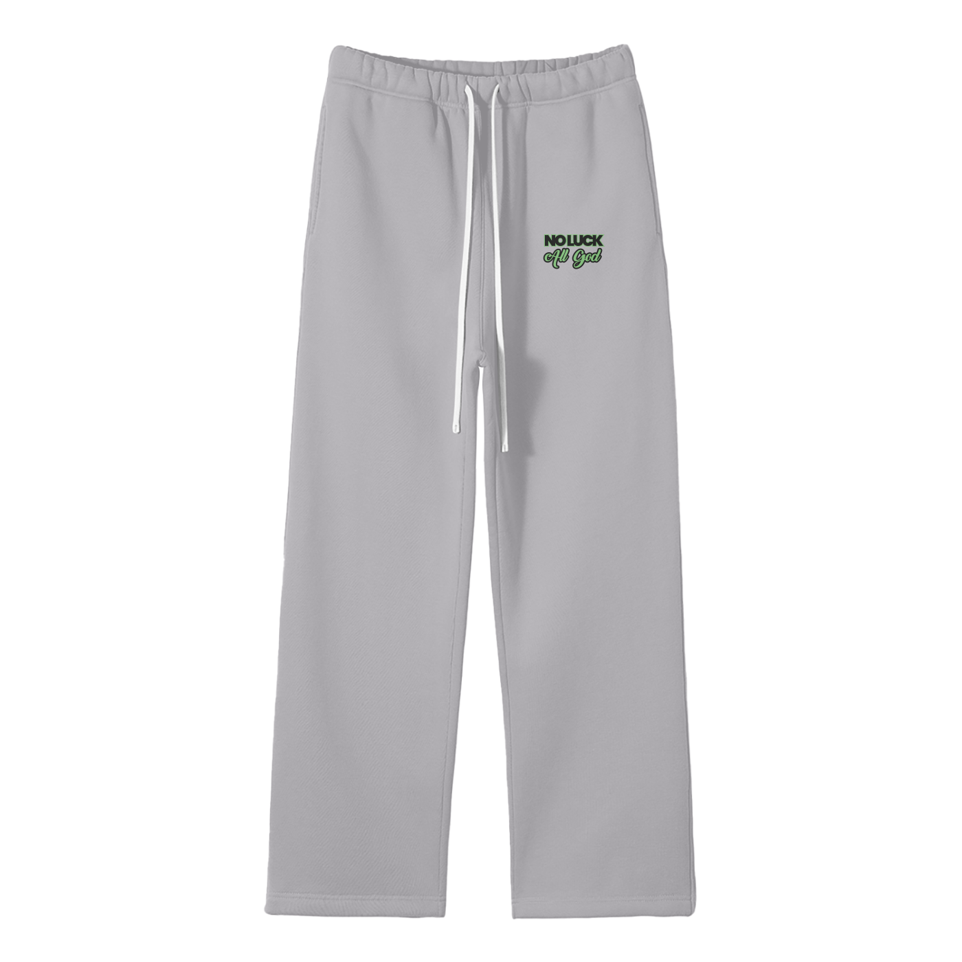 No Luck All God Streetwear Fleece Straight Leg Pants