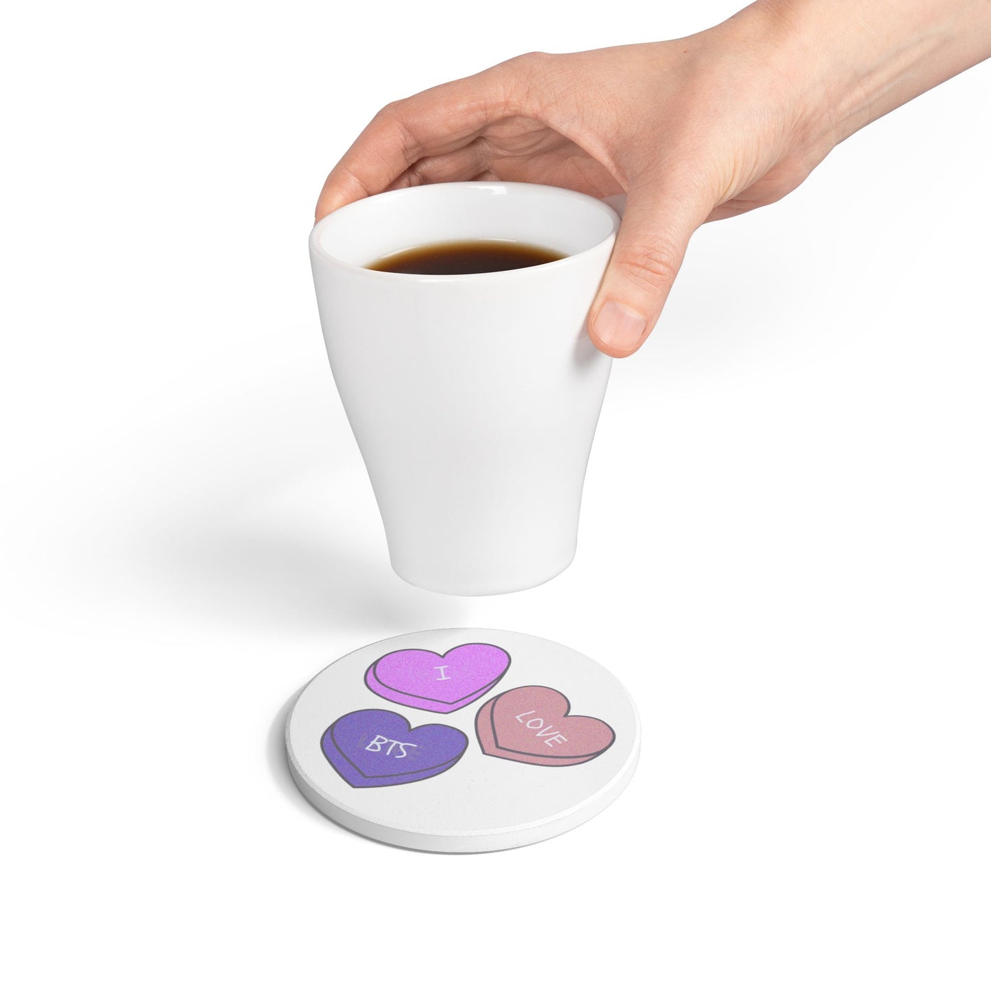 I Love BTS Ceramic Coaster