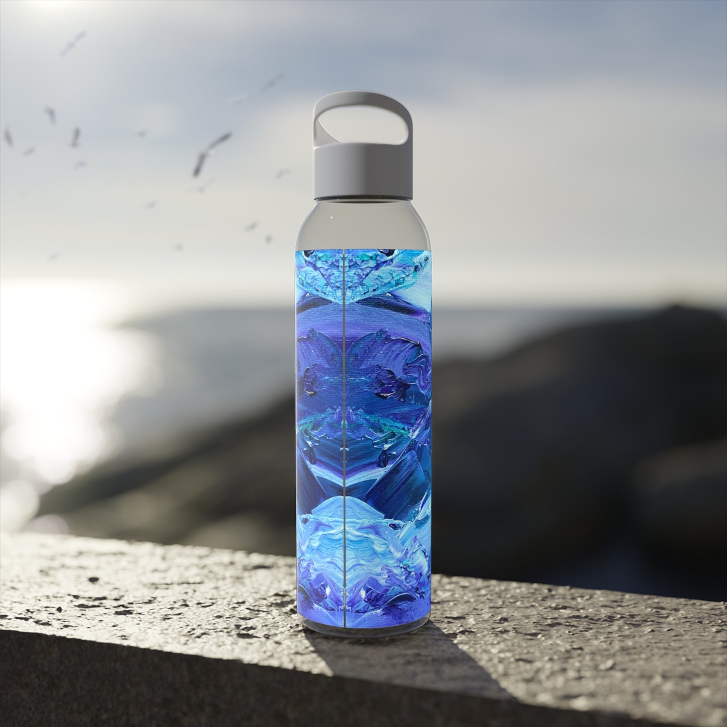 Waves Of Sapphire Sky Water Bottle