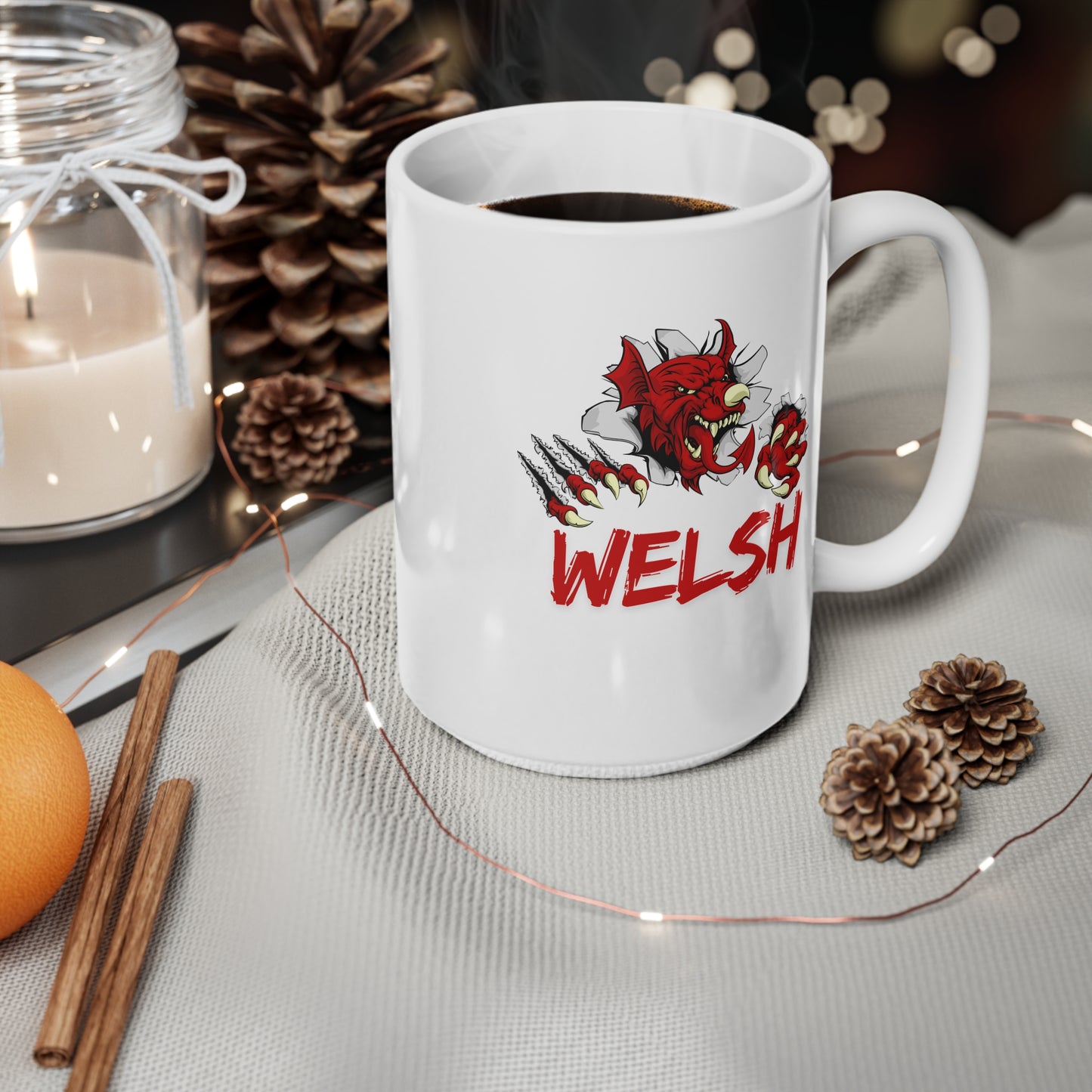 Welsh Ceramic Coffee Cup, 15oz