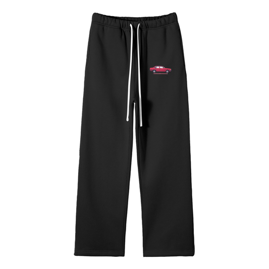 Red Car Streetwear Fleece Straight Leg Pants