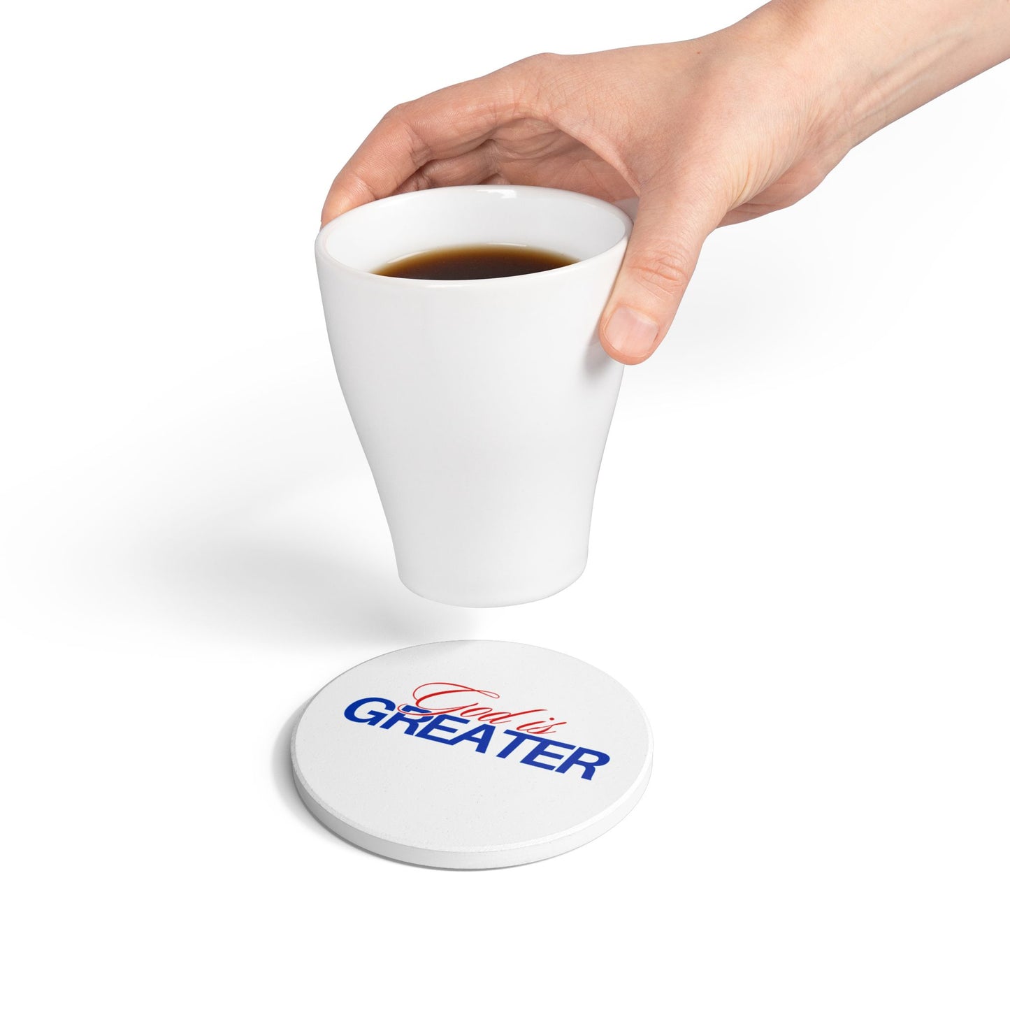 God Is Greater Ceramic Coaster
