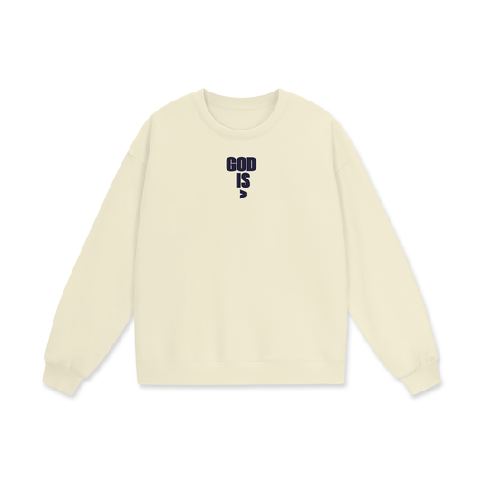 God Is Greater Heavyweight Drop Shoulder Oversized Fleece Sweatshirt