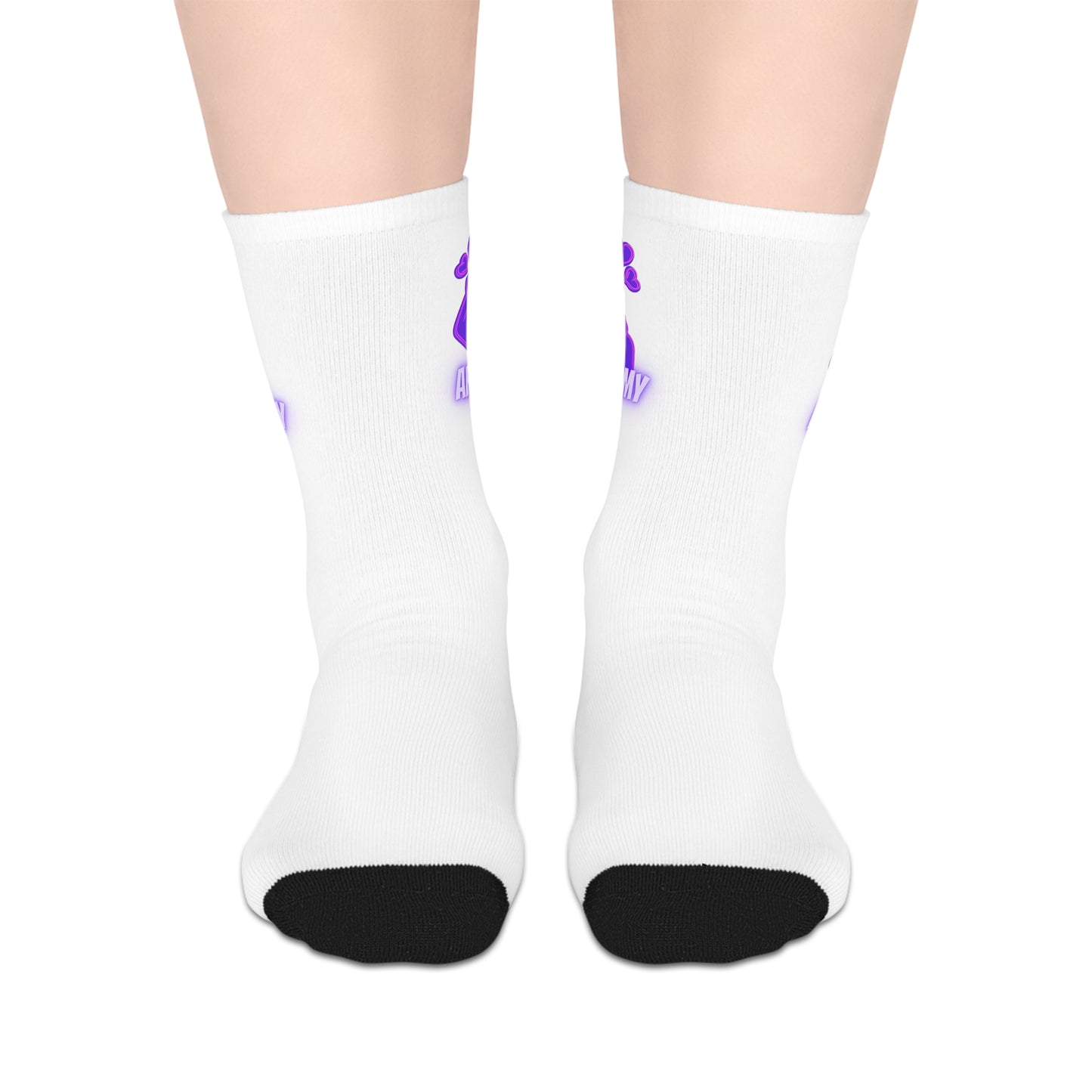 Purple Army Mid-length Socks (White)