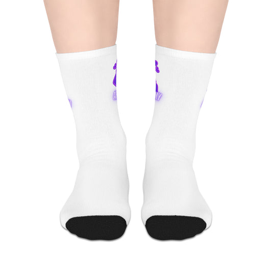 Purple Army Mid-length Socks (White)