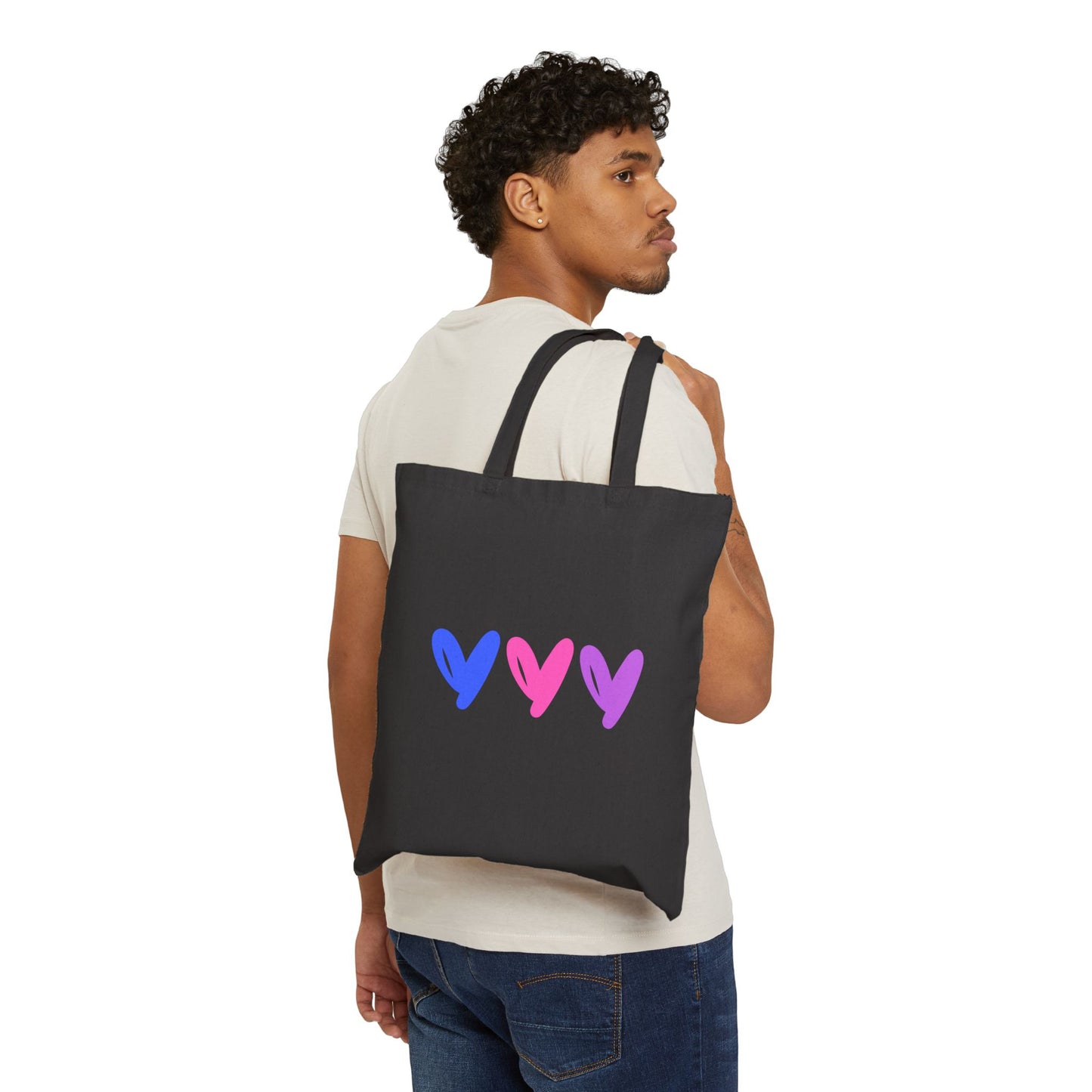 3 Hearts Cotton Canvas Tote Bag