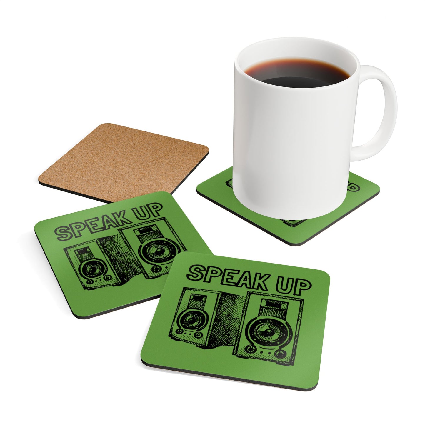 Speak Up (Speakers) Corkwood Coaster Set