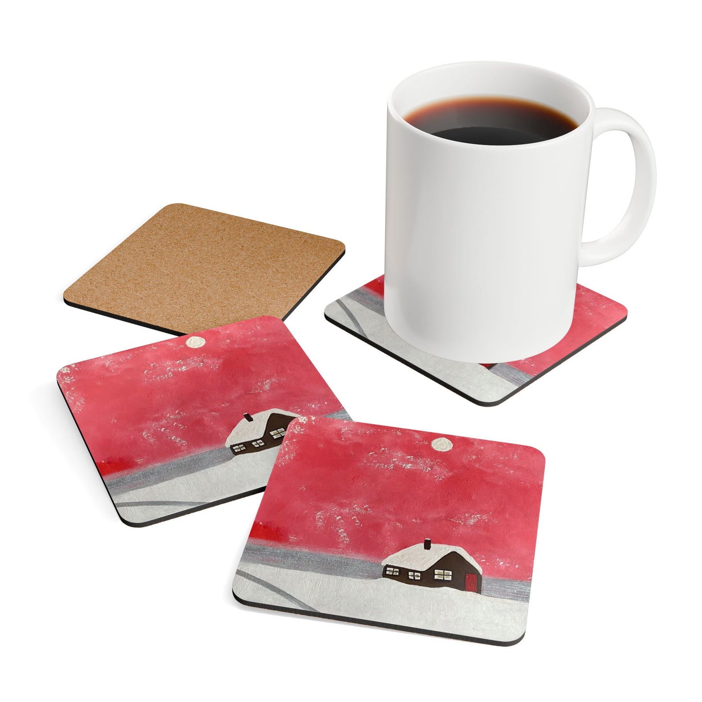 No One's Home All Christmas Corkwood Coaster Set