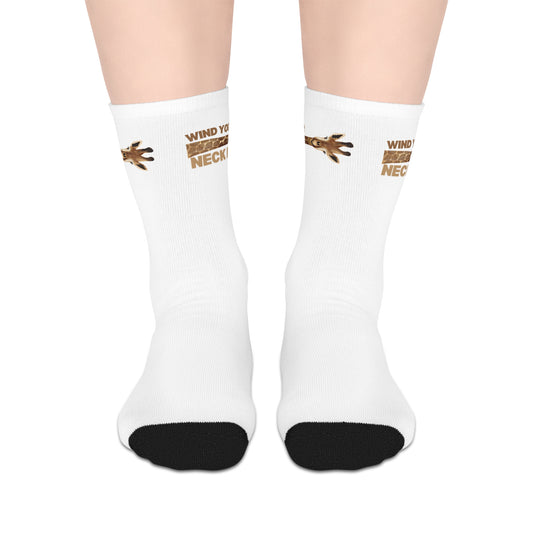 Wind Your Neck In Mid-length Socks (White)