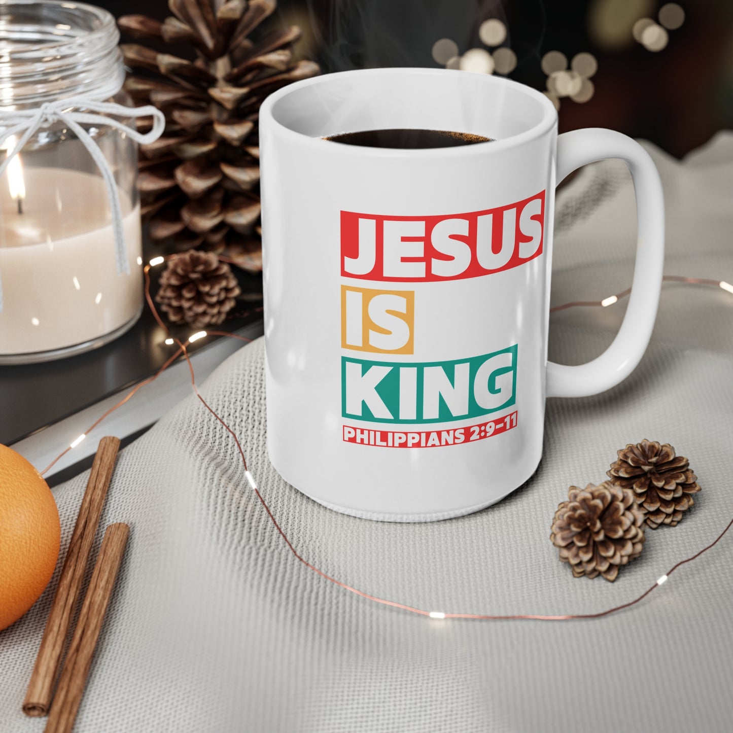 Jesus Is King Philippians 29 (1) Ceramic Coffee Cup, 15oz