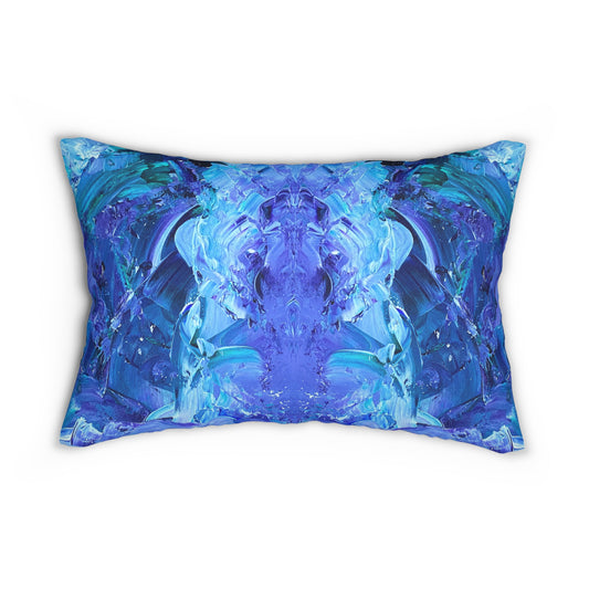 Waves Of Sapphire Spun Polyester Lumbar Pillow