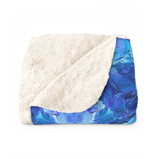 Waves Of Sapphire Sherpa Fleece Blanket