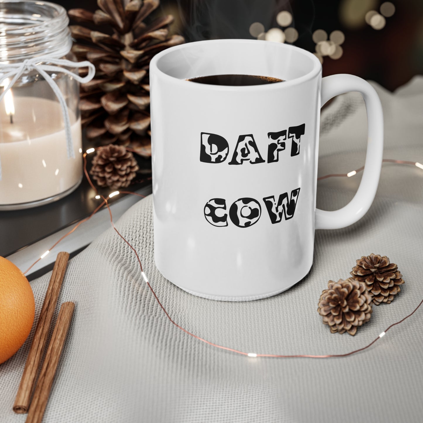 Daft Cow Ceramic Coffee Cup, 15oz
