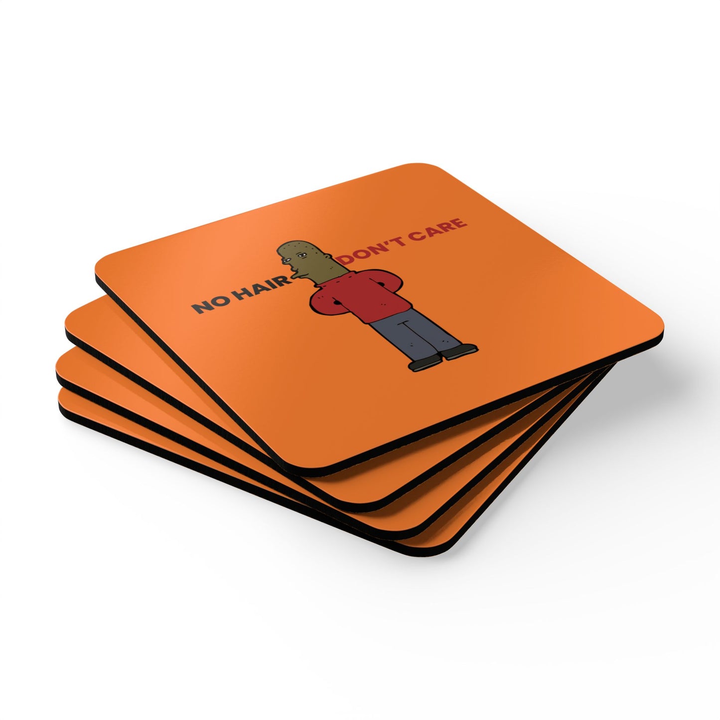 No Hair Don't Care (5) Corkwood Coaster Set