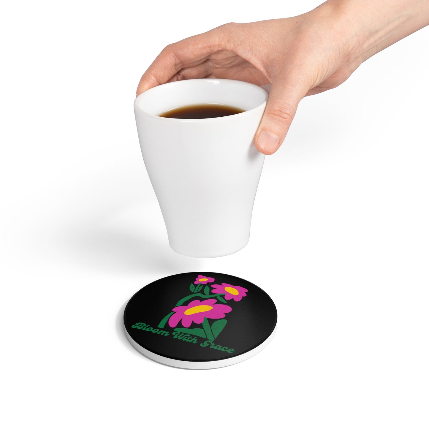 Bloom With Grace Ceramic Coaster