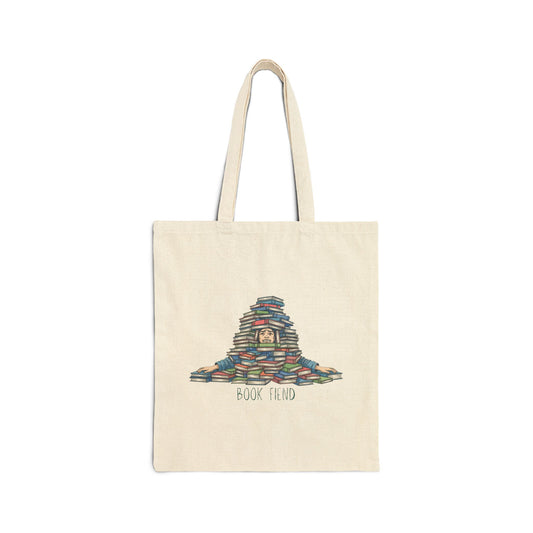 Book Fiend (Pile) Cotton Canvas Tote Bag