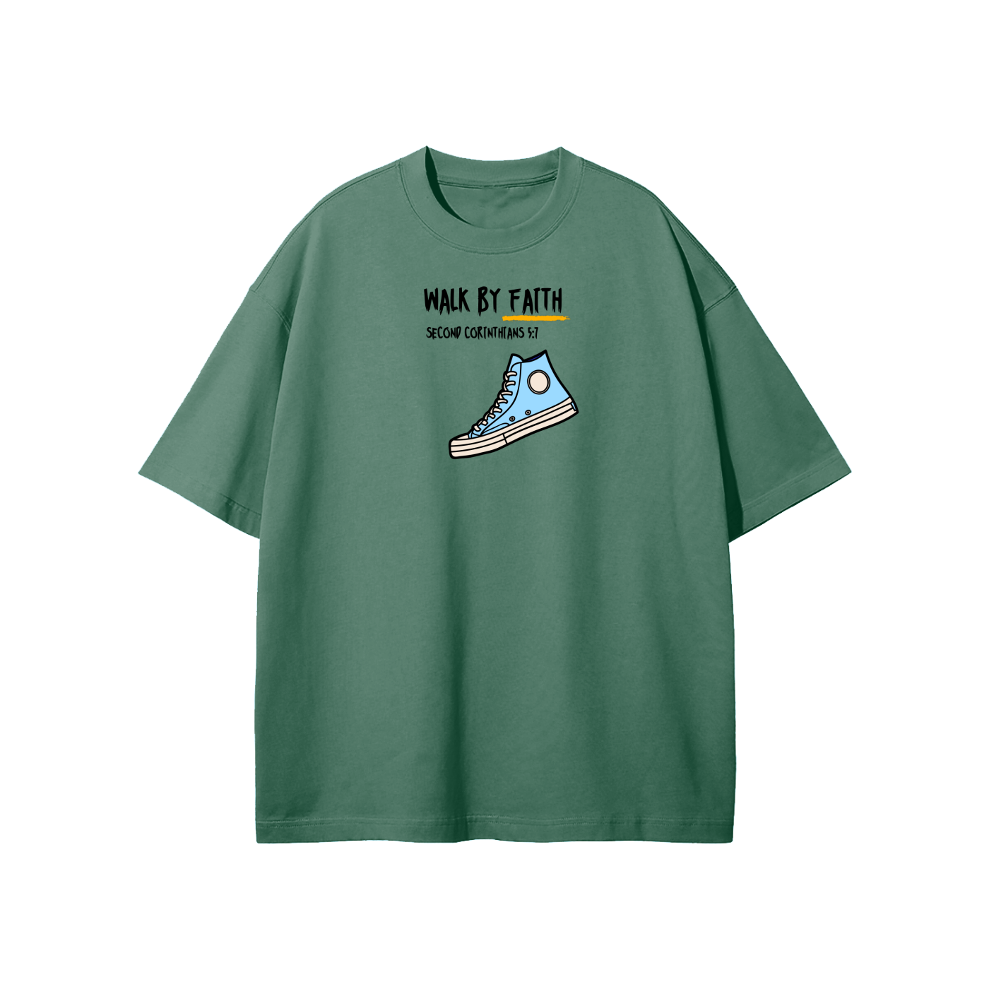 Walk By Faith (Chucks) Streetwear Heavyweight Loose Fit T-Shirt