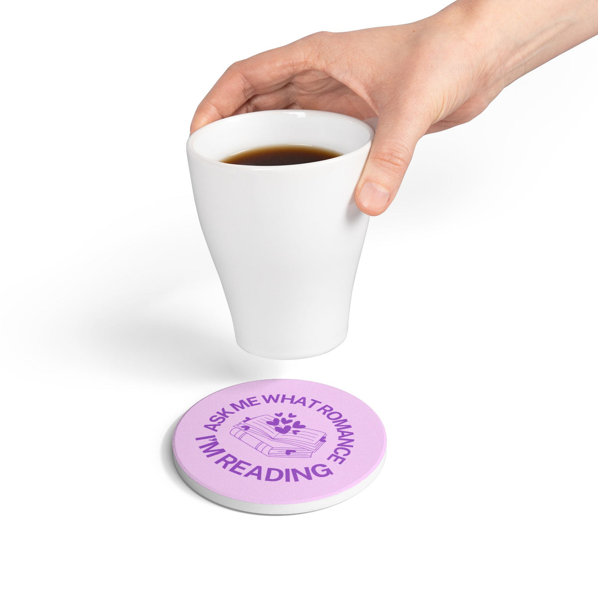 Ask Me What Romance I'm Reading Ceramic Coaster