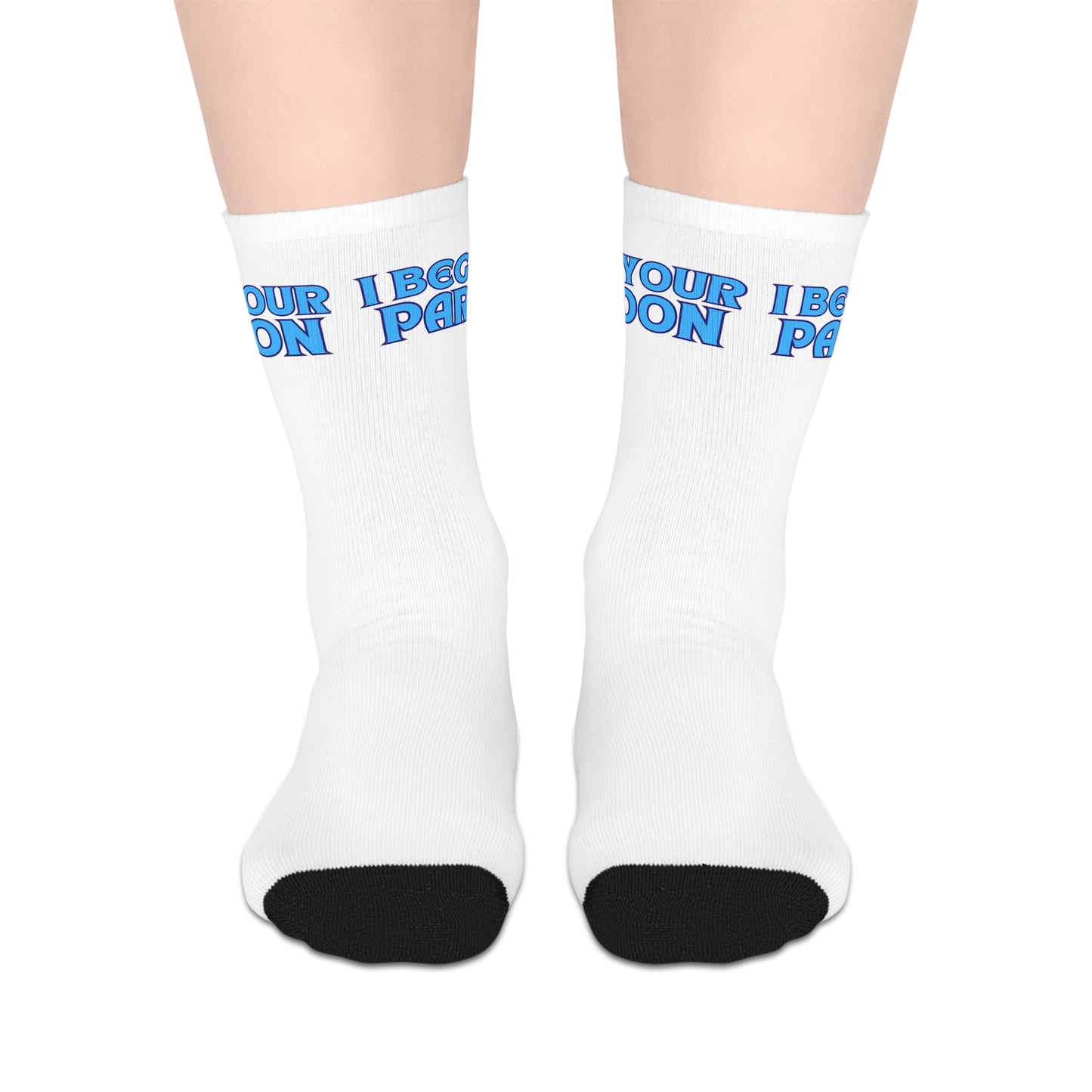I Beg Your Pardon Mid-length Socks (White)
