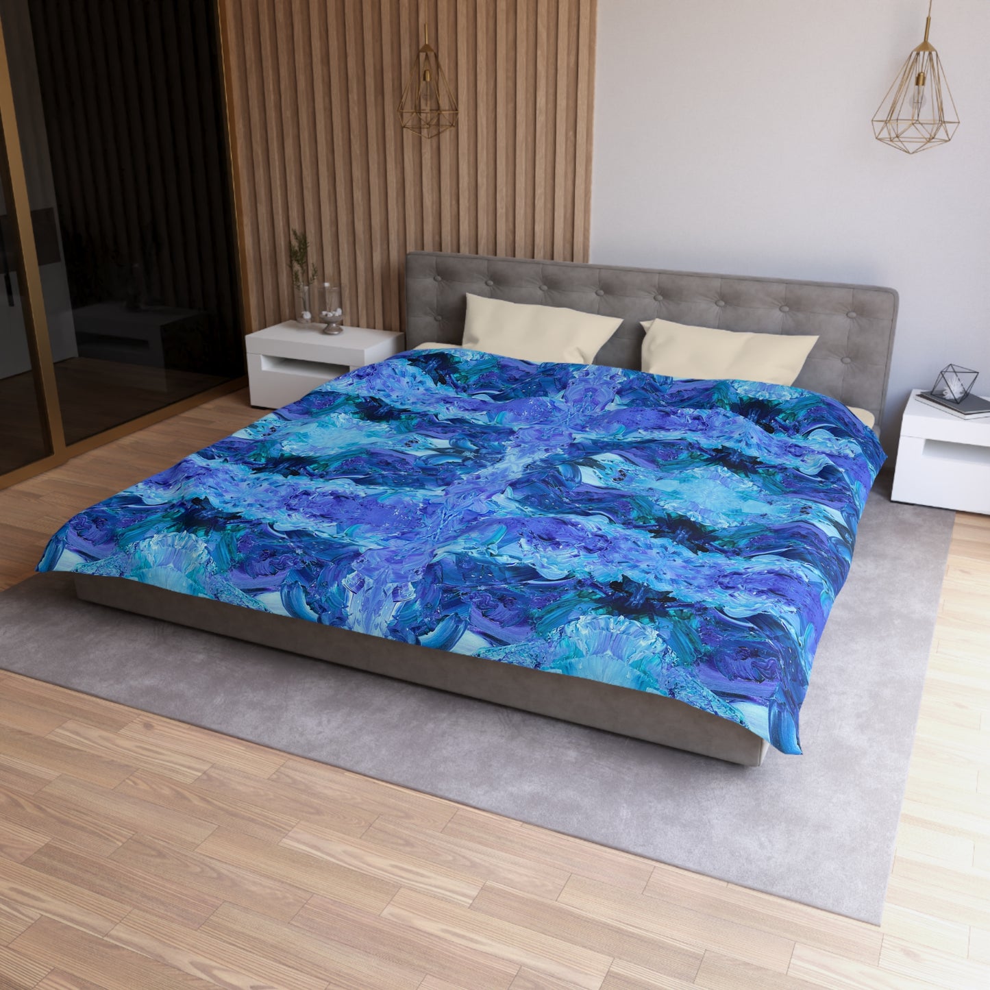 Waves Of Sapphire Microfiber Duvet Cover