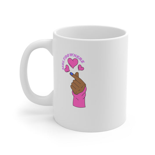 Meltdownerz Heart Pink Curve 1oz White Mug