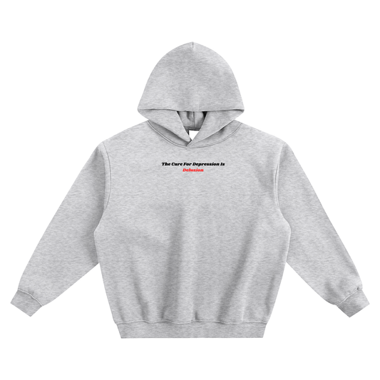 The Cure For Depression Is Delusion Fleeced Boxy Hoodie