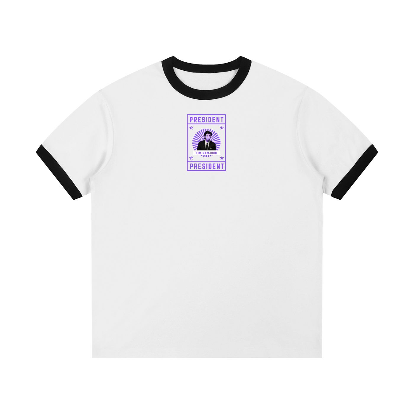 President Kim Namjoon Contrast Edge Ribbed Crewneck T-Shirt