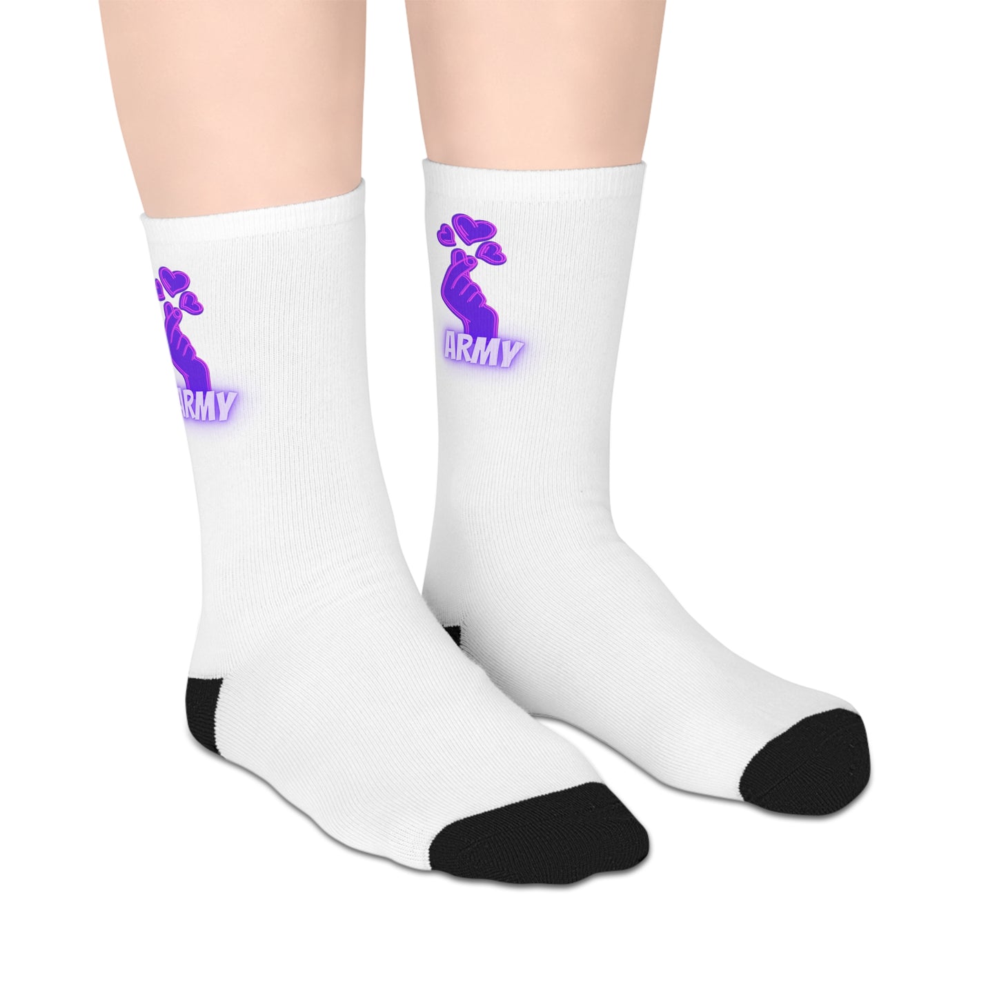 Purple Army Mid-length Socks (White)