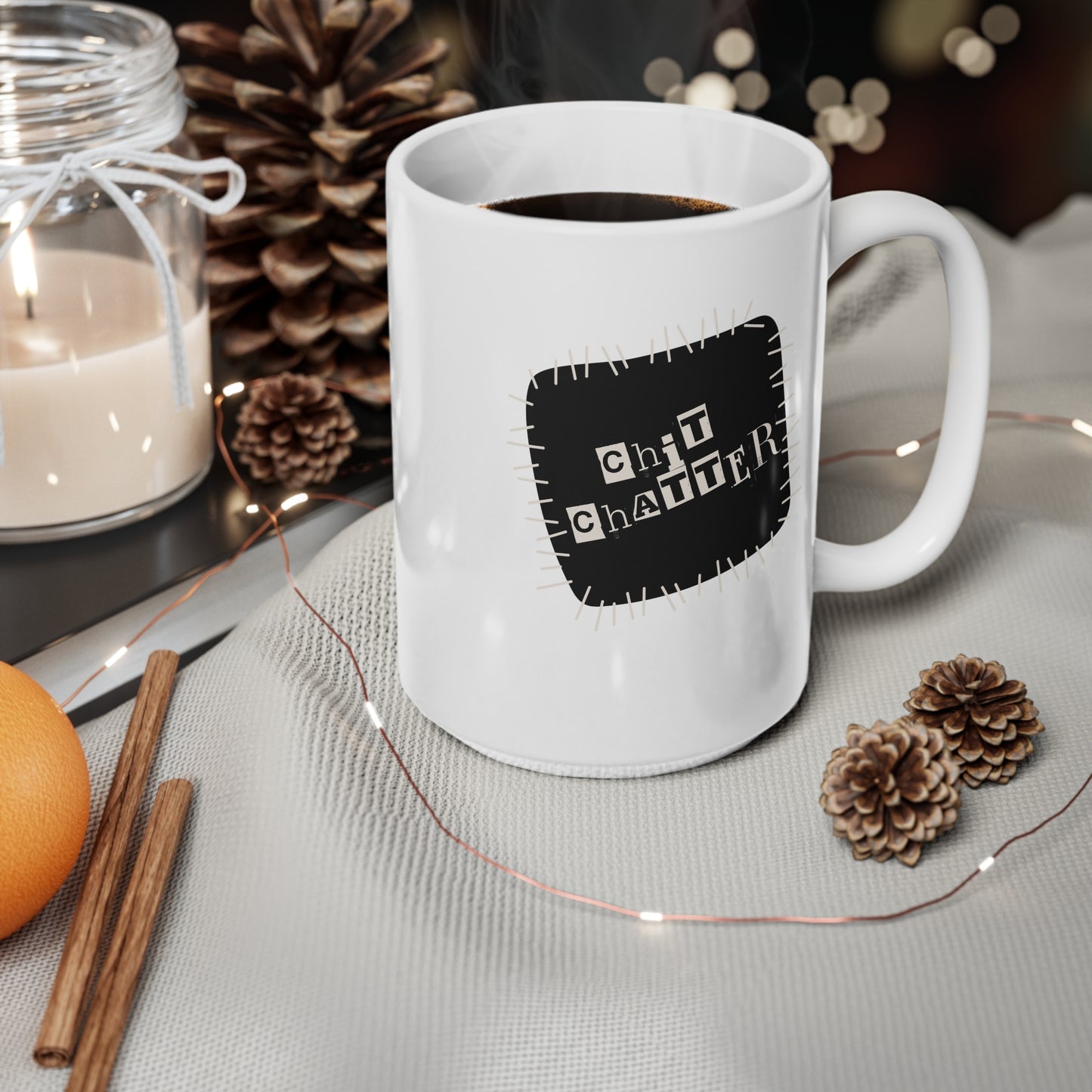 Chit Chatter Ceramic Coffee Cup, 15oz