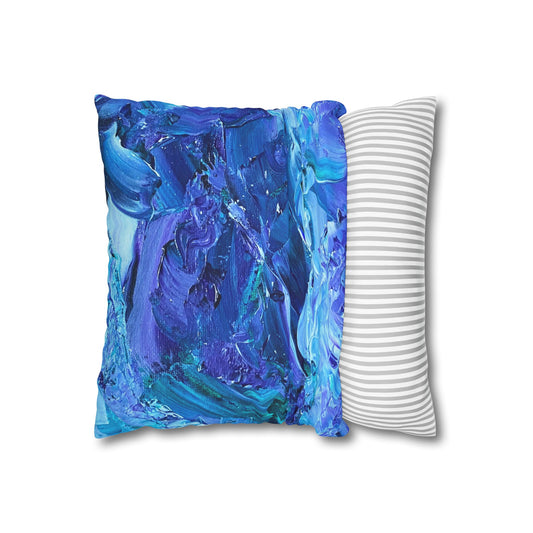 Waves Of Sapphire Square Poly Canvas Pillowcase