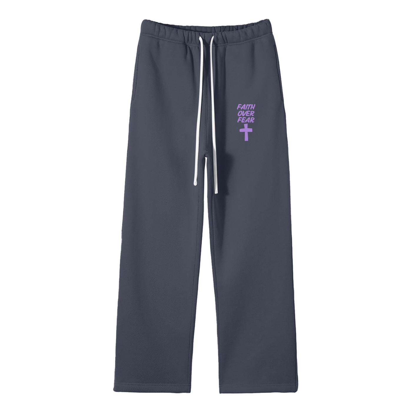 Faith Over Fear Streetwear Fleece Straight Leg Pants