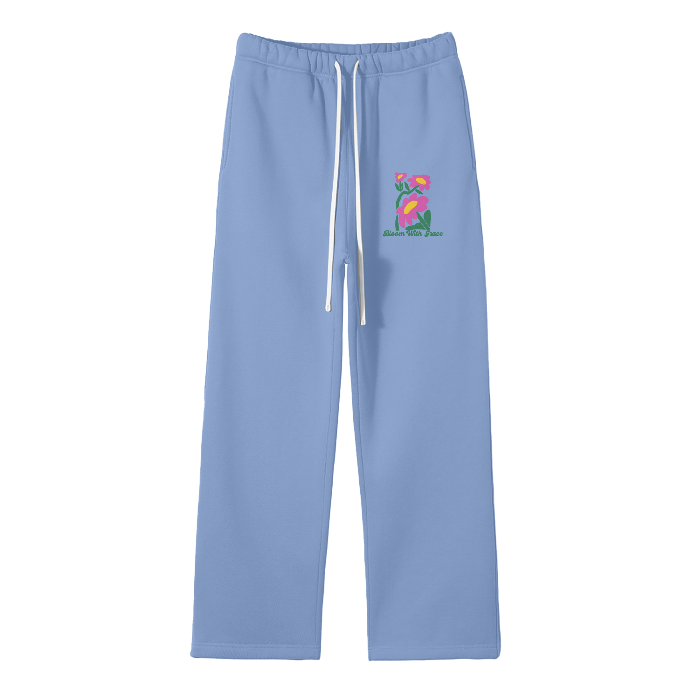 Bloom With Grace Streetwear Fleece Straight Leg Pants