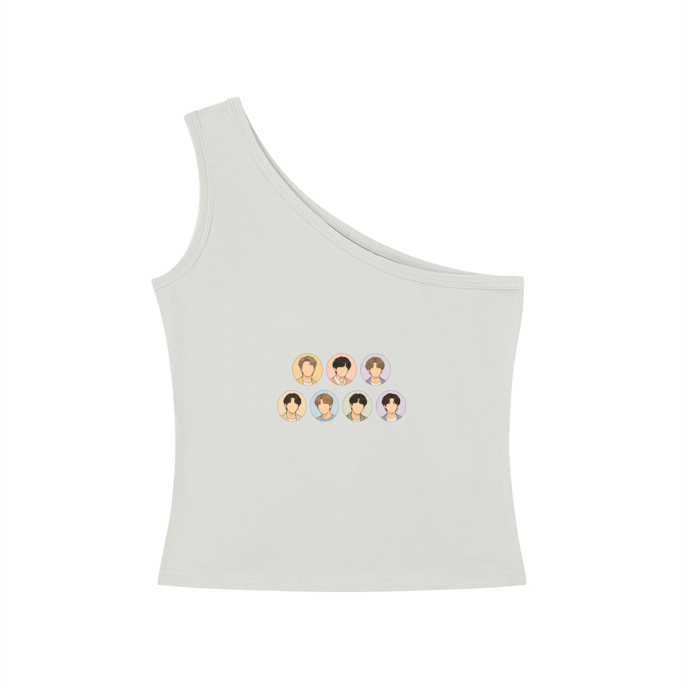 BTS All Members One-Shoulder Crop T Shirt