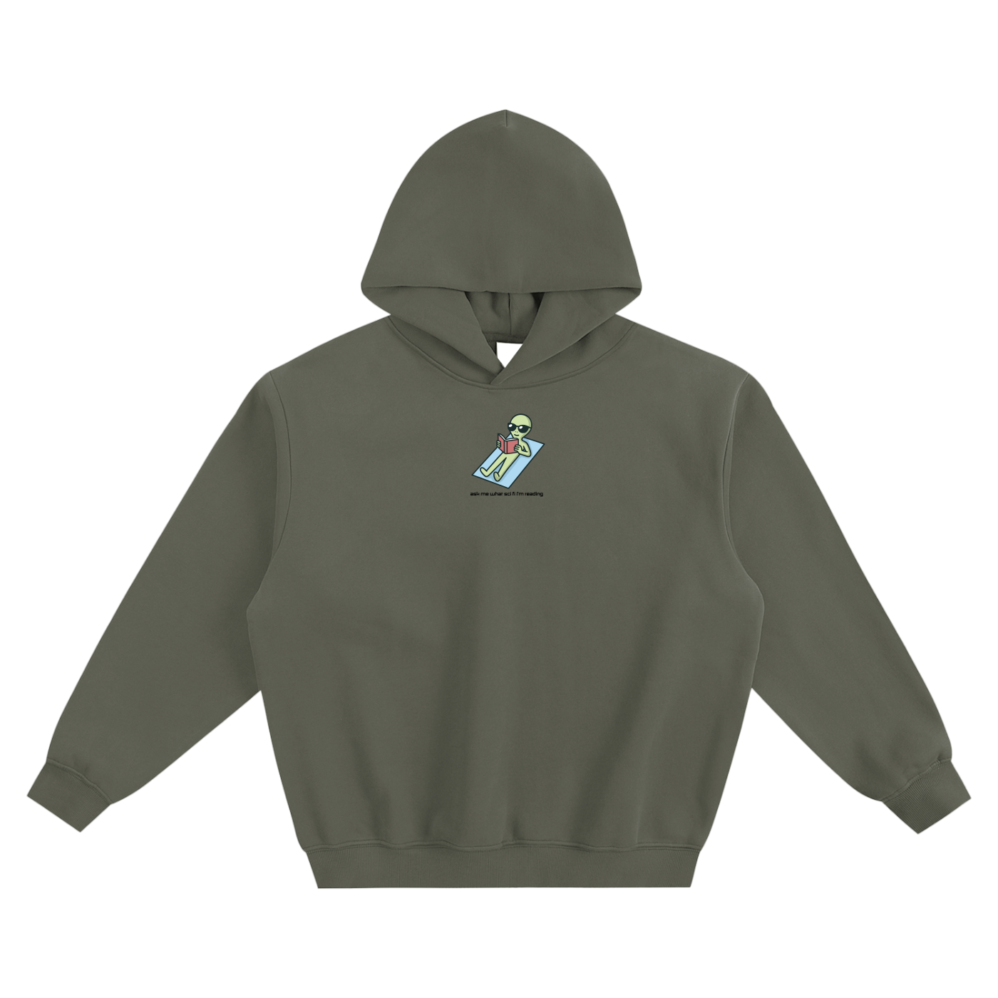 Ask Me What Scifi I'm Reading (Alien) Fleeced Boxy Hoodie