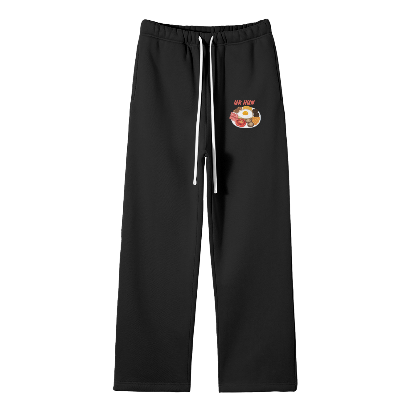 UK Hun (Breakfast) Streetwear Fleece Straight Leg Pants