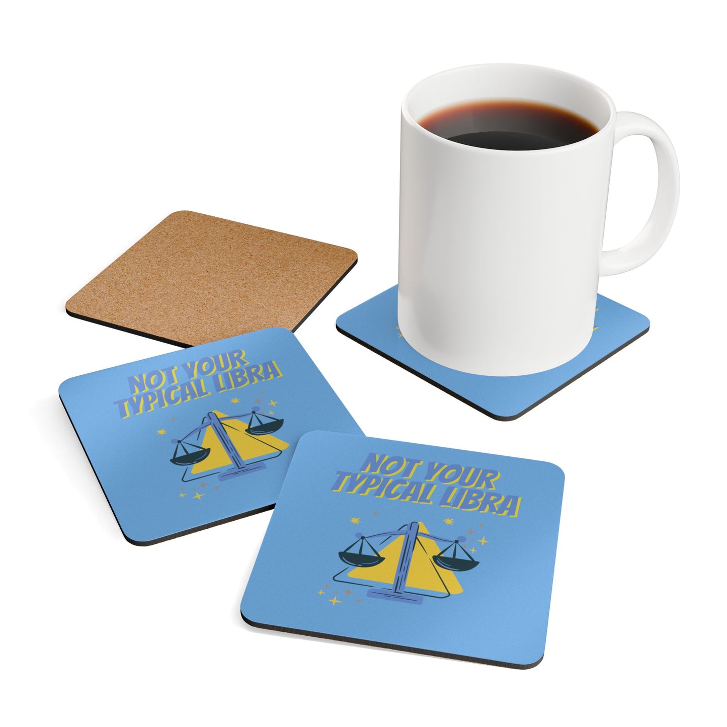 Not Your Typical Libra Corkwood Coaster Set