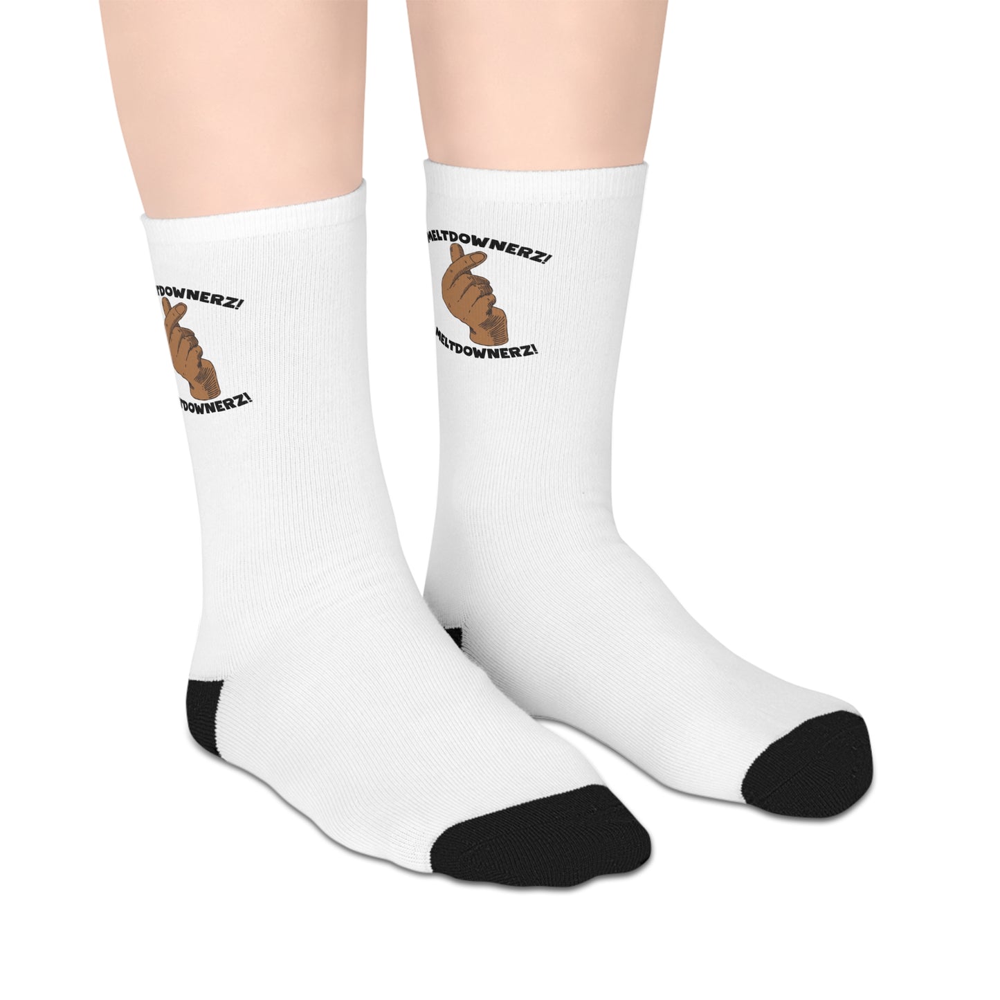 Meltdownerz Heart Curve Mid-length Socks (White)