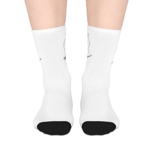 Meltdownerz Hand Heart Mid-length Socks (White)