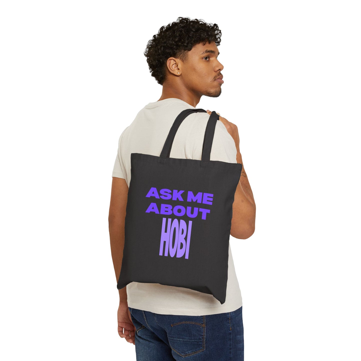 Ask Me About Hobi Cotton Canvas Tote Bag