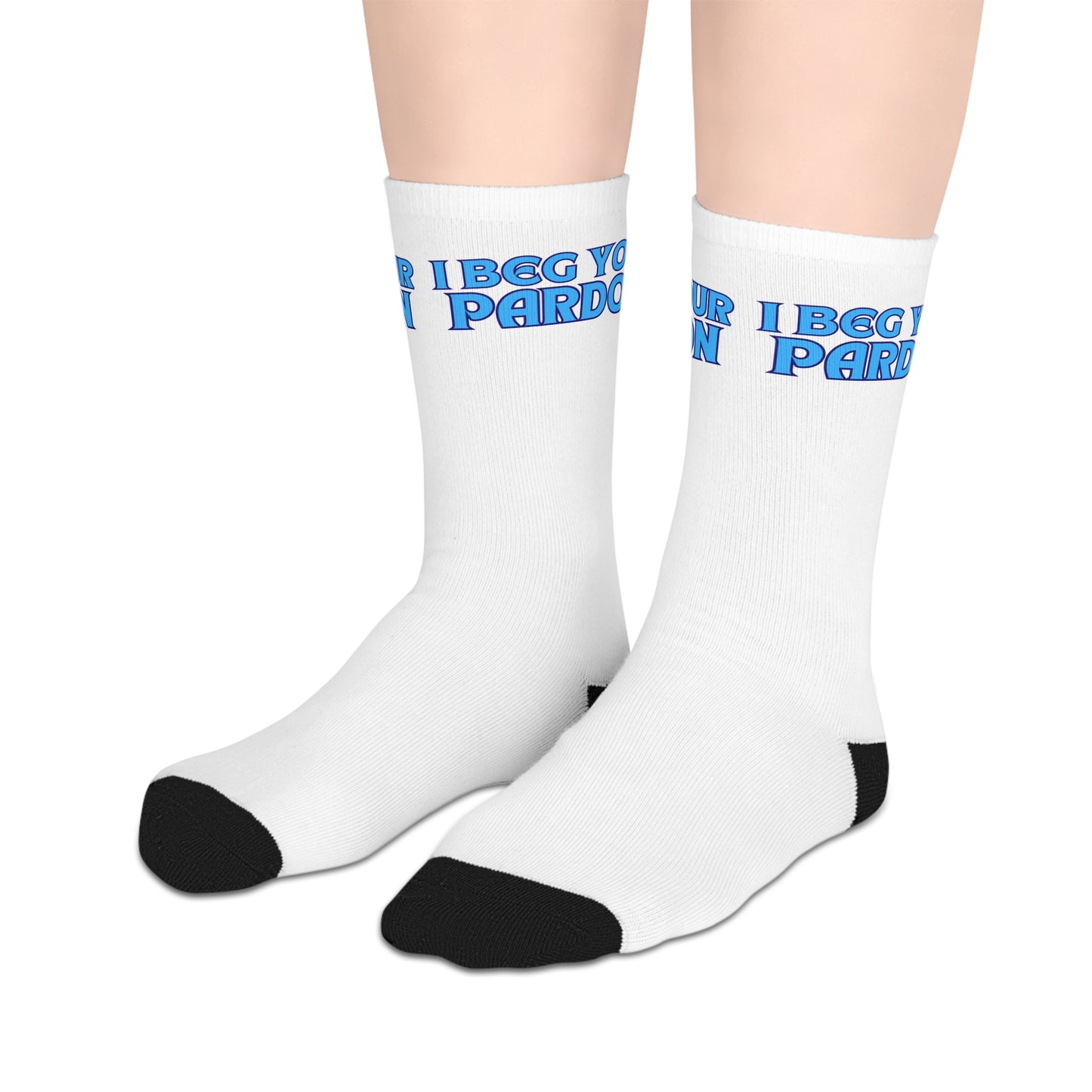 I Beg Your Pardon Mid-length Socks (White)