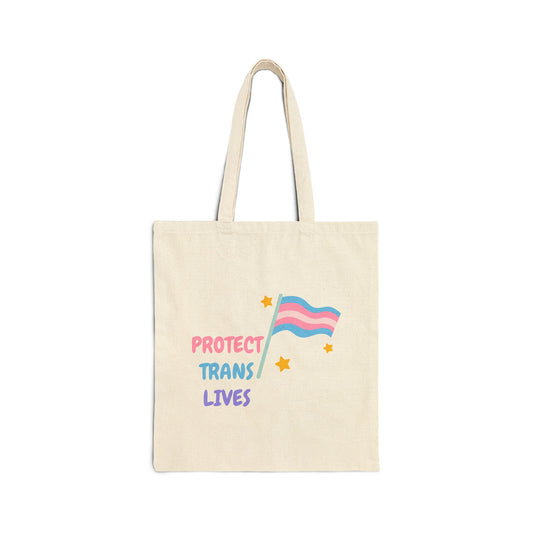 Protect Trans Lives Cotton Canvas Tote Bag