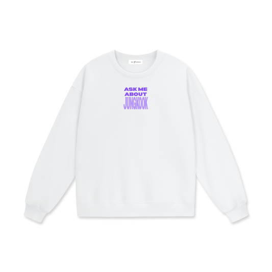 Ask Me About Jungkook Drop Shoulder Oversized Fleece Sweatshirt
